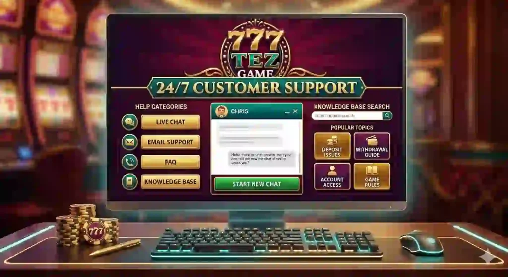 777tez customer support screen