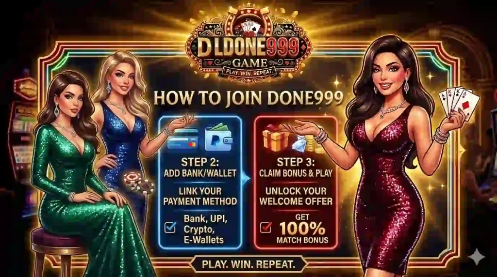 Done999 Game registration screen on mobile.