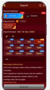 Jc92 game deposit