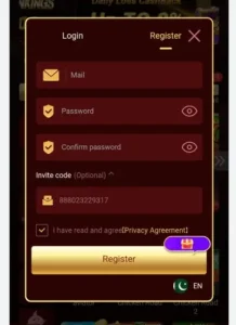 Jc92 game registration Screen
