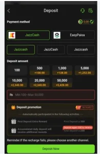 Vk999 Game deposit interface